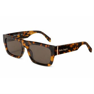 Palm Angels Mens Accessories Pixley Rectangle Sunglasses in Havana Brown - One Size