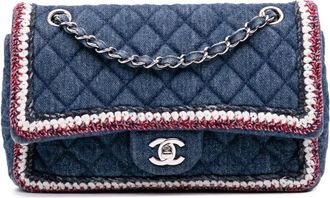 Chanel Borsa a spalla Classic in denim trapuntata 2018-2019 - Blu