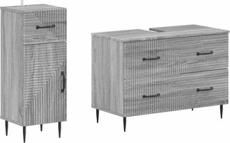 vidaXL Juego De Gabinete De Ba&ntilde;o De 2 Piezas Haarlem Sonoma Gris Vidaxl