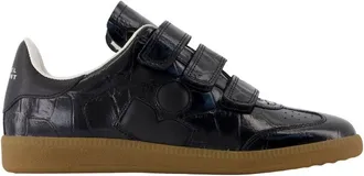 Isabel Marant Schoenen, Dames, Zwart, 39 EU, Leer, Zwarte Leren Sneakers - Krokodilreliëf Stijl