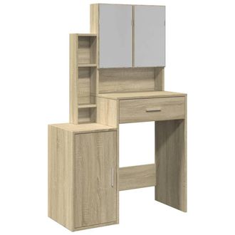 Berkfield Home Dressing Table with Cabinet Sonoma Oak 80x35x132 cm in Light Brown | Size: 80 x 35 x 132 cm