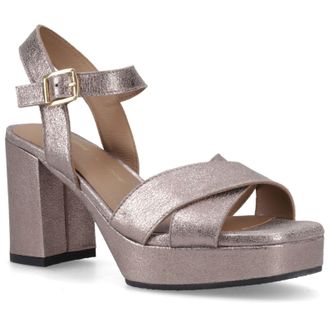Hush Puppies Ophelia Leren Hak Su&egrave;de Dames Peperkoek Slim Fit Sandalen