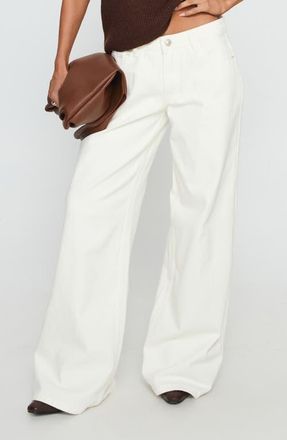 Princess Polly Ramos Low Rise Wide Leg Jeans in White at Nordstrom, Size 10