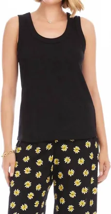 Karen Kane Ribbed Scoop Neck Tank In Black