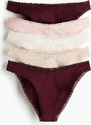 H&M 5er-Pack Baumwollslips mit Spitze - Red