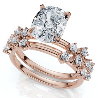 Pompeii3 Certified 2 1/2Ct Cushion Diane Engagement Bridal Set 14k Gold or Pt Lab Grown