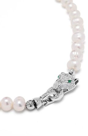 Nialaya Panther Head Pearl Choker in White Pearls /Silver Panther at Nordstrom