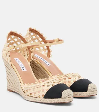 Aquazzura Sunburst raffia espadrille wedges