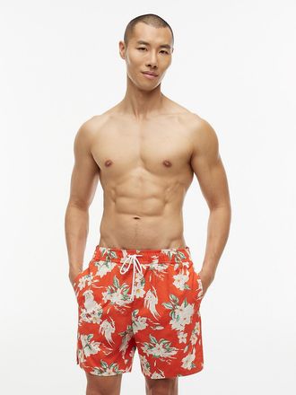 Tommy Hilfiger Mens Floral Print 7 Swim Trunk - Orange - 3XL