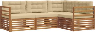 vidaXL Conjunto De Sof&aacute;s De Exterior 4 Uds. Natural Y Beige Vidaxl