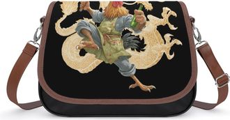 Generic Chinese Kung Fu Cock Rooster Beer Crossbody Bags for Women Shoulder Messenger Bag Purse Handbags