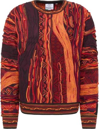 Carlo Colucci Gebreide trui - Heren - Ronde hals truien - Oranje - 3XL - Katoen - Truien & Vesten