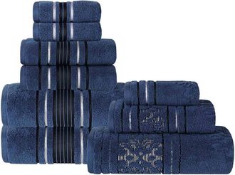 Superior Sadie Zero Twist Cotton Jacquard Floral Absorbent 9Pc Assorted Towel Set