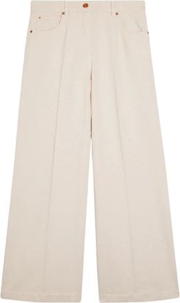 Aspesi Wide Leg Denim Broek - Dames - Wijde Broeken - Wit - W27 - Denim - Broeken