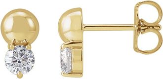 Diamond2Deal 14K Yellow Gold 1/3ct Lab-Grown Diamond Bead Earring Clarity SI, Color G-H