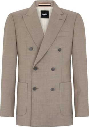 HUGO BOSS Dubbelrijige Blazer van Wolmix - Heren - Blazers - Beige - M - Wol - Jassen