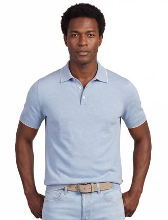Scotland Blue poloshirt lichtblauw gem&ecirc;leerd 100% katoen
