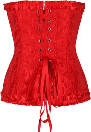 Generic Womens Lace Up Boned Overbust Corset Bustier Lingerie Bodyshaper Top Plus Size