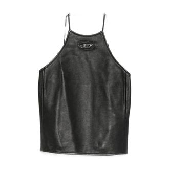 Diesel Tops, Dames, Zwart, S, Cropped Logo Top