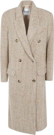 Isabel Marant Pilda Lange Dubbele Jas - Dames - Mantel - Beige - XS - Wol - Jassen