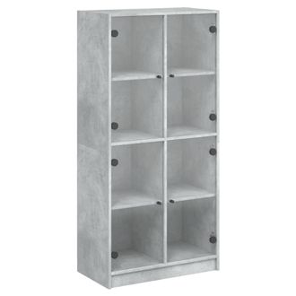 vidaXL Vidaxl - Aparador Alto Con Puertas Madera Gris Hormig&oacute;n 68x37x142 Cm