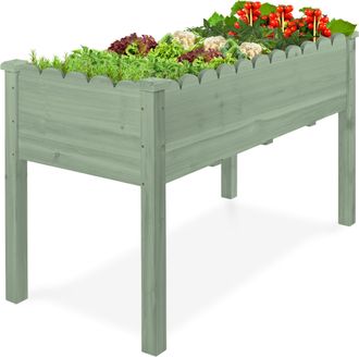 Best Choice Products 48x24x30in Raised Garden Bed, Elevated Wooden Planter for Yard w/ Foot Caps, Liner