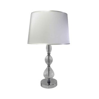 TJ Hughes Fleur Glass Table Lamp - Ivory and silver size 28.5x49cm - TJ Hughes