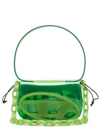 Diesel Transparent Green Handbag with Bold Logo Print