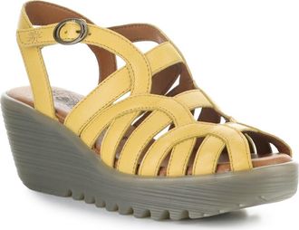 FLY London Lemy Platform Wedge Sandal in Bumblebee at Nordstrom, Size 10-10.5Us