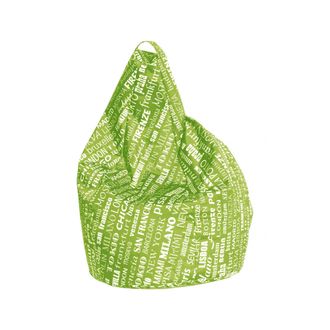 Talamo Italia Talamo Italia - Dmora Puf Con Estampado De Letras, Verde Y Blanco, Medidas 80 X 120 X 80 Cm, Con Embalaje Reforzado