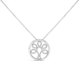 House of Brilliance Silver 1/10 Cttw Diamond Tree of Life Pendant Necklace in White at Nordstrom