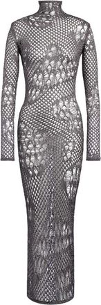 Dondup Slim Openwork Knit Dress - Dames - Kleedjes - Grijs - S - Katoen - Kleedjes