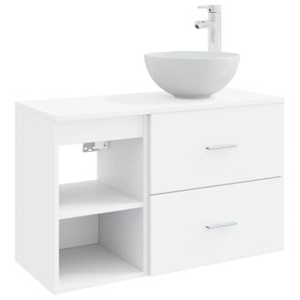vidaXL Juego De Muebles De Ba&ntilde;o 2 Pcs Blanco Madera De Ingenier&iacute;a Vidaxl