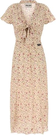 Miu Miu Abito midi a fiori - Giallo