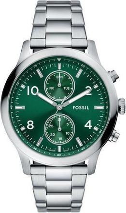 Fossil Bennett Multifunction Leather Strap Watch, 45mm in Silver at Nordstrom Rack