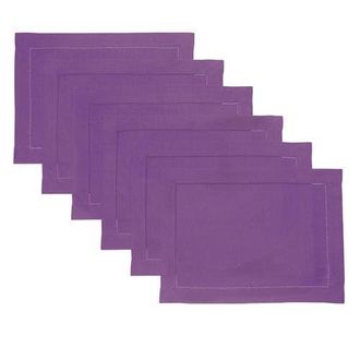 Solino Home Linen Placemats - Classic Hemstitch - Set of 6, 14 x 19 in Purple at Nordstrom, Size Medium