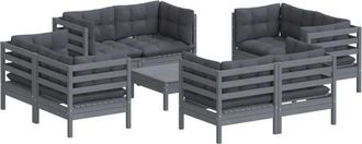 vidaXL Muebles De Jard&iacute;n 9 Pzas Con Cojines Antracita Madera De Pino Vidaxl