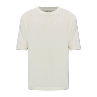 Golden Goose T-Shirts, male, Beige, Size: S Cream Logo T-Shirt