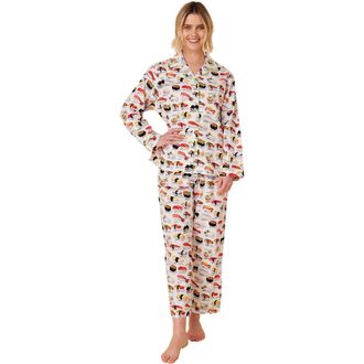 The Cats Pajamas Poplin Pajama Set in Sushi White at Nordstrom, Size X-Small