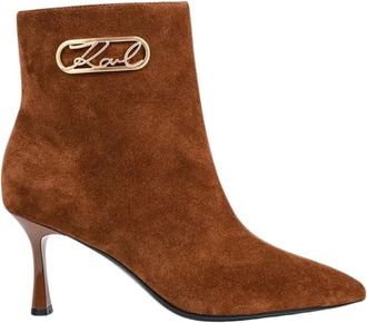 Karl Lagerfeld Sienna Enkellaarsjes - Dames - Schoenen - Bruin - Maat: 39 EU Leer