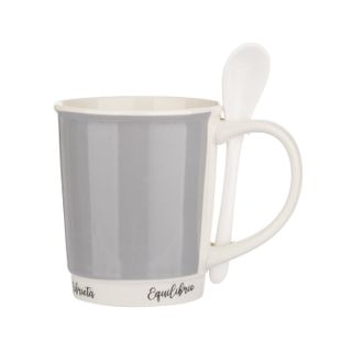 KASANOVA Mug grigia 400 ml con cucchiaino
