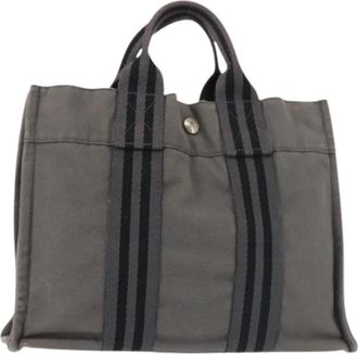 Herm&egrave;s Pre-owned Tote Bags, female, Gray, Size: ONE SIZE Pre-owned Vintage Canvas Tote Bag