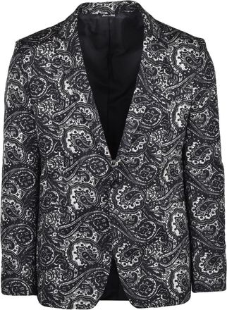 Reveres 1949 Black White Cotton Elastane Rounded Jacket