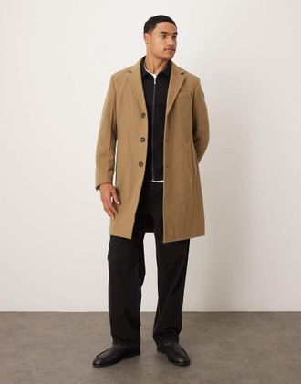 Mango Cappotto sartoriale misto lana color cuoio-Neutro