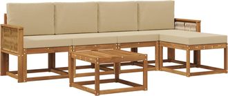vidaXL Conjunto De Sof&aacute;s De Exterior 6 Uds. Natural Y Beige Poli&eacute;ster Vidaxl