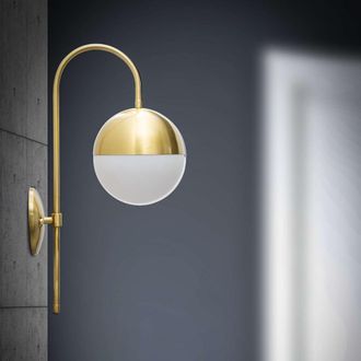 Dmora Lampada Da Parete Haines, Necessaria 1 Lampadina, Attacco E14, Indoor, Oro