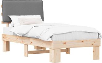 vidaXL Estructura De Cama Con Cabecera Tapizada Gris Claro 75 X 190 Cm Vidaxl