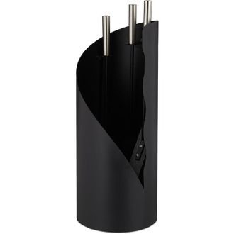 Elle Juego De Chimenea Moderno, 4 Piezas Con Atizador, Pala Para Cenizas, Cepillo Y Soporte, Negro
