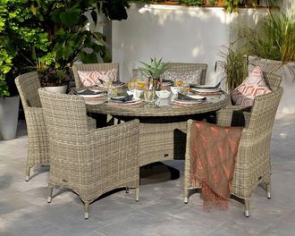 Royalcraft WENTWORTH 6 Seater Round Carver Dining Set in Beige