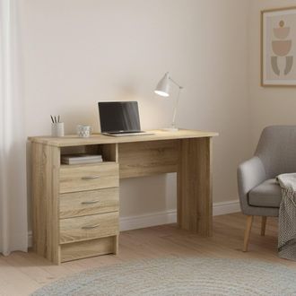 Dmora Bureau Lin&eacute;aire &Agrave; Trois Tiroirs, Couleur Ch&ecirc;ne, Dimensions 120 X 72 X 48 Cm - Dmora